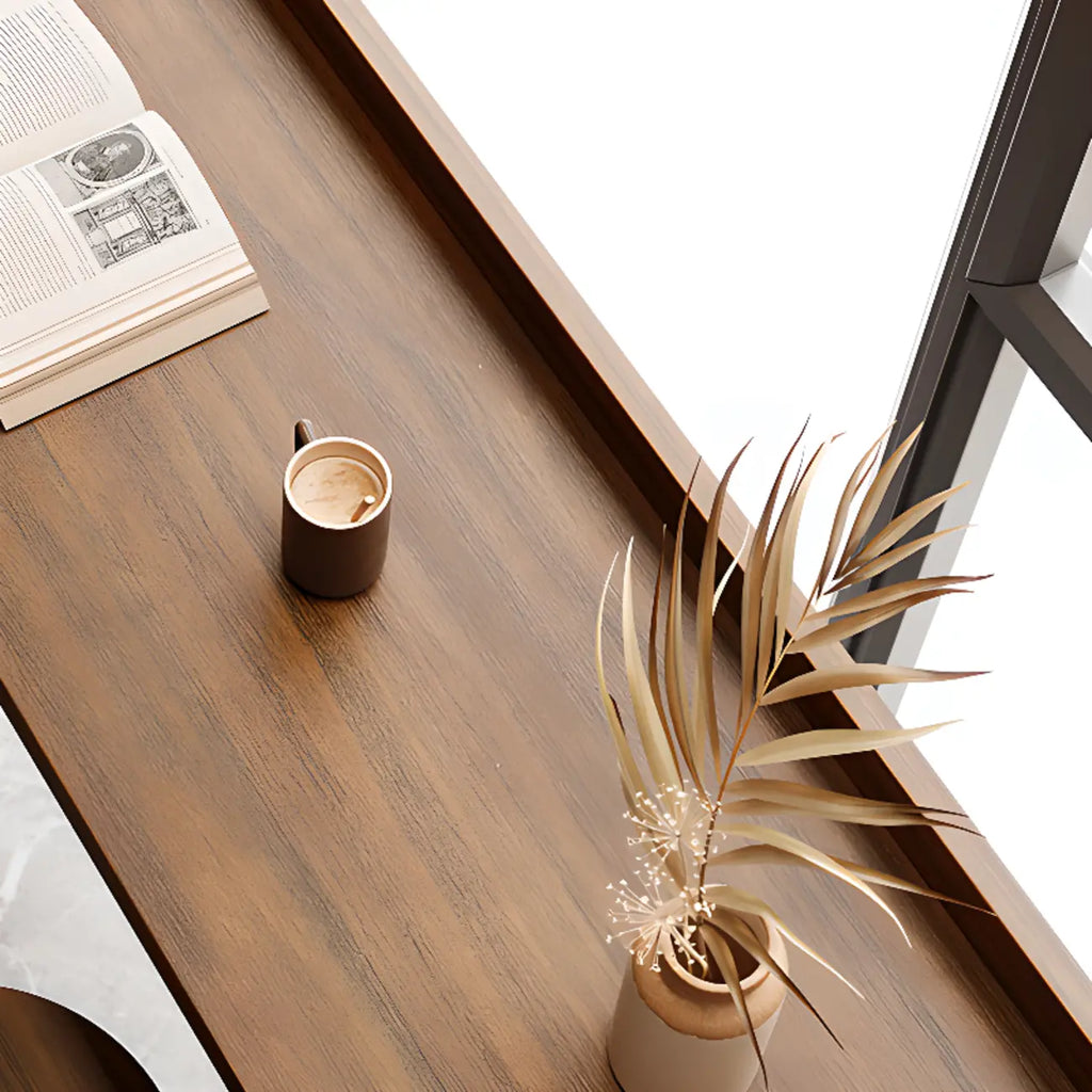 Sleek Brown Pine Shelf Storage Bar Tables
