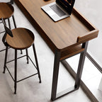 Sleek Brown Pine Shelf Storage Bar Tables