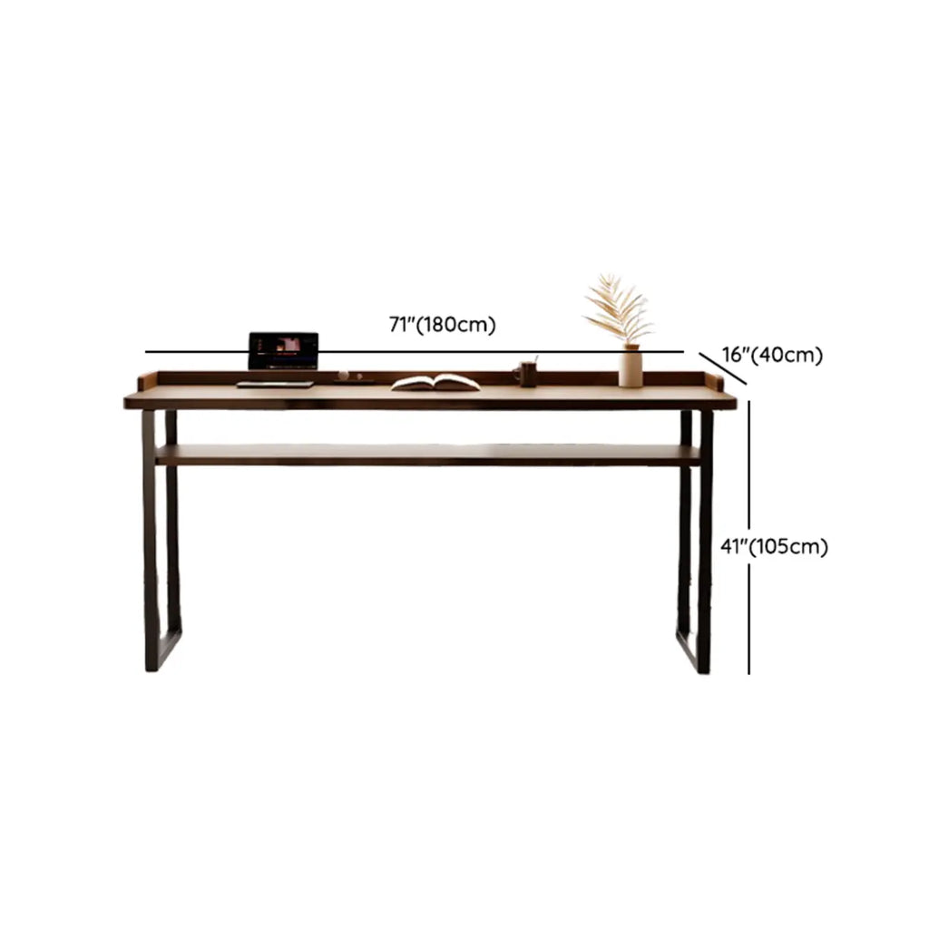 Sleek Brown Pine Shelf Storage Bar Tables