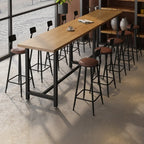 Footrest Black Metal 3-Pedestal Bar Table