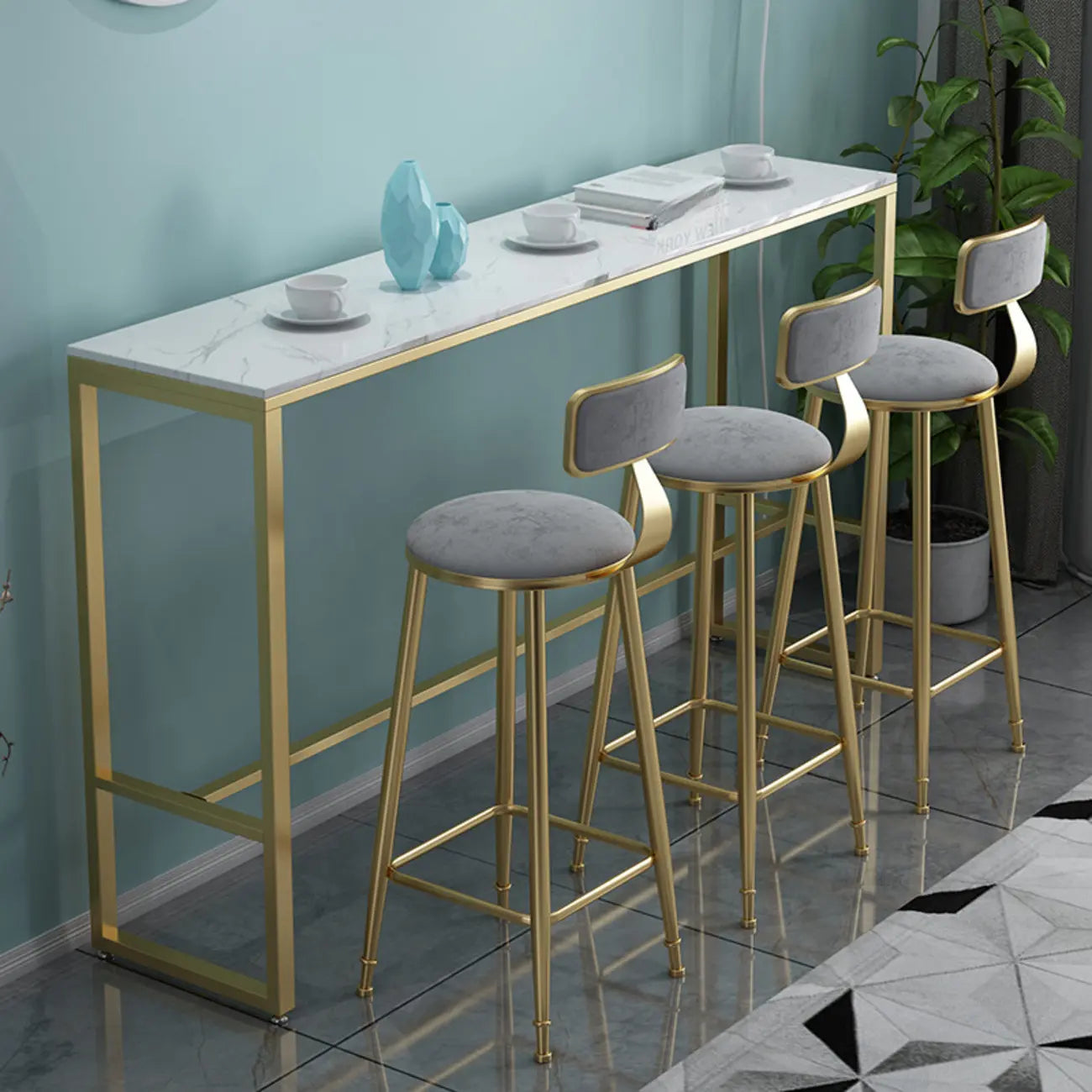 Glam White Marble Top Bar Tables