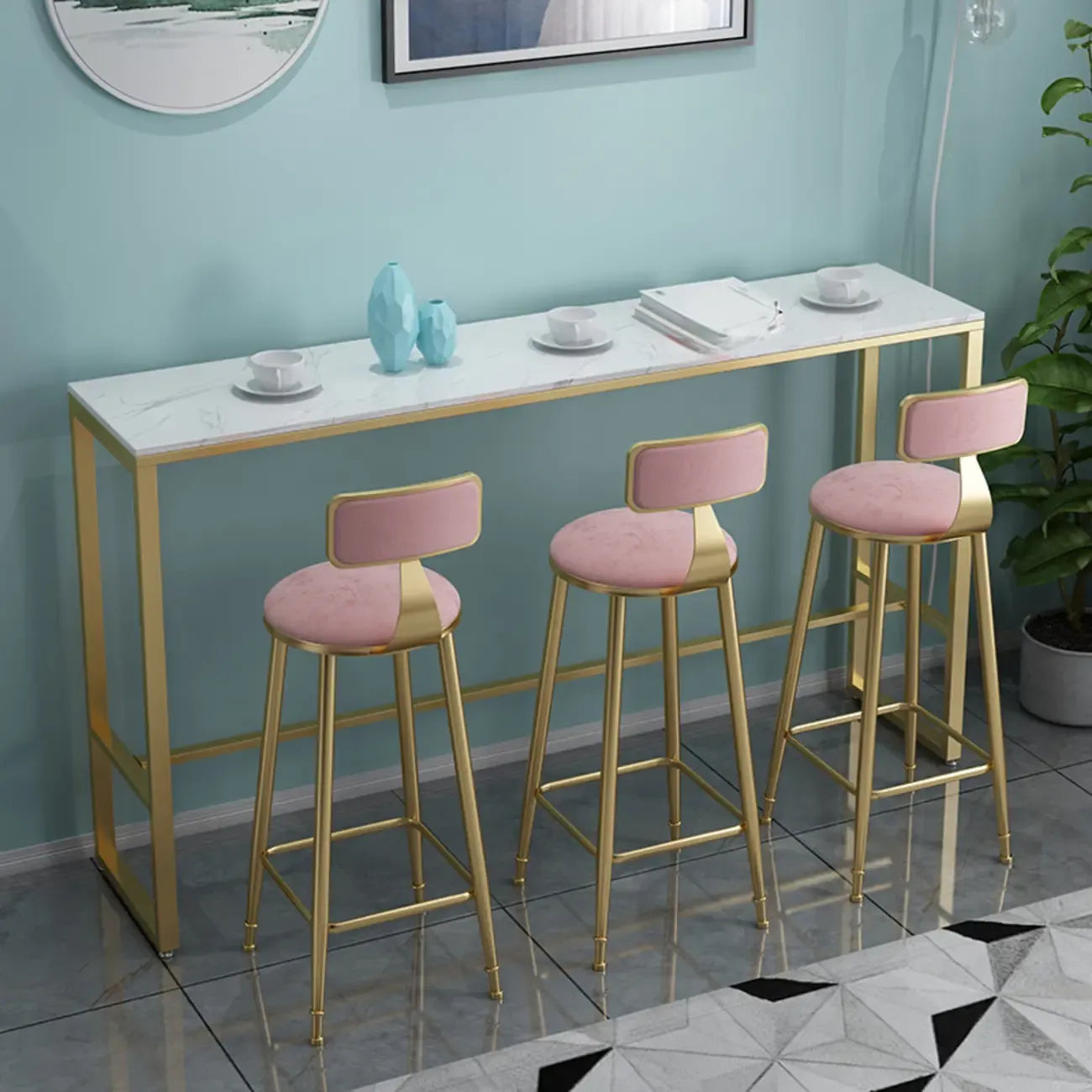 Glam White Marble Top Bar Tables