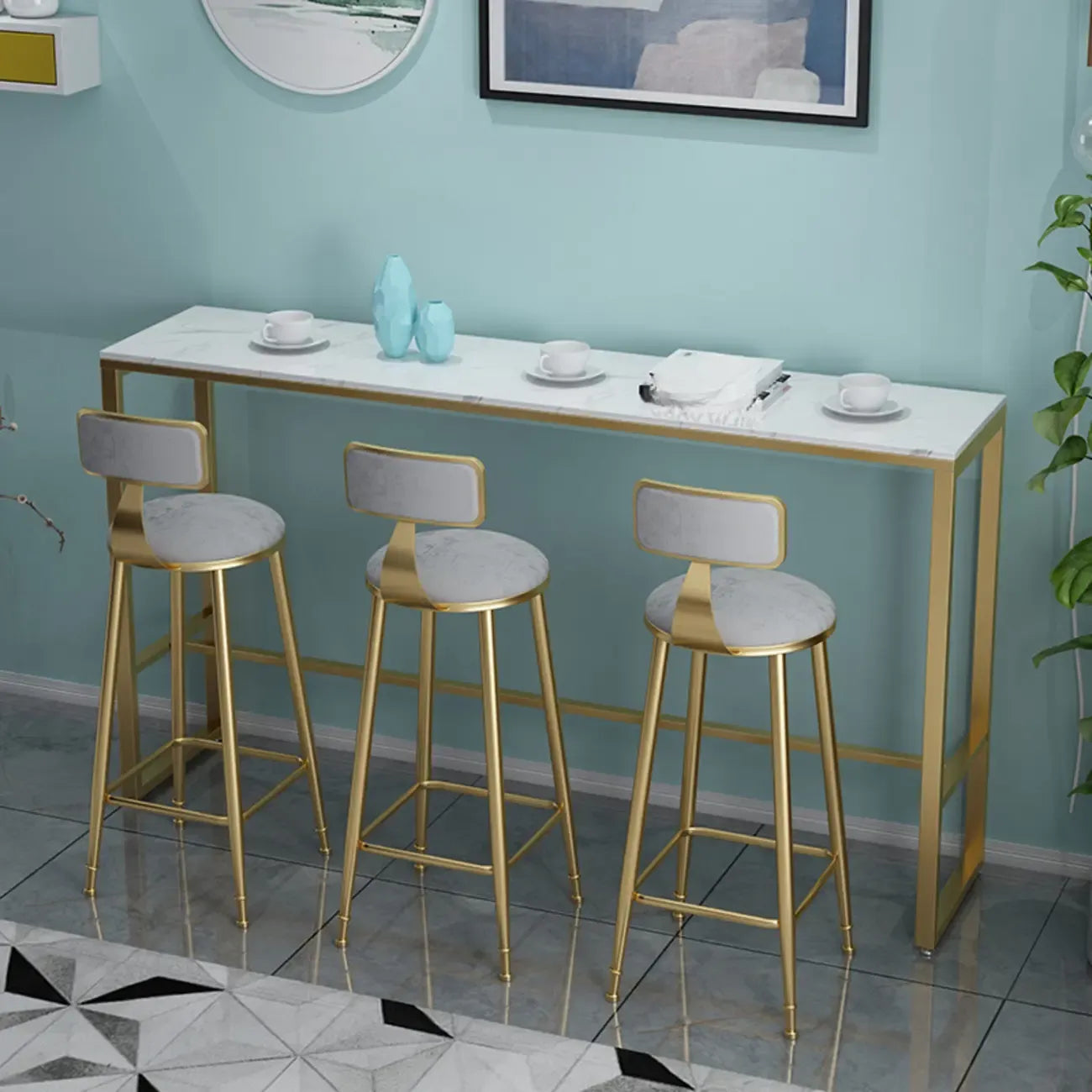 Glam White Marble Top Bar Tables
