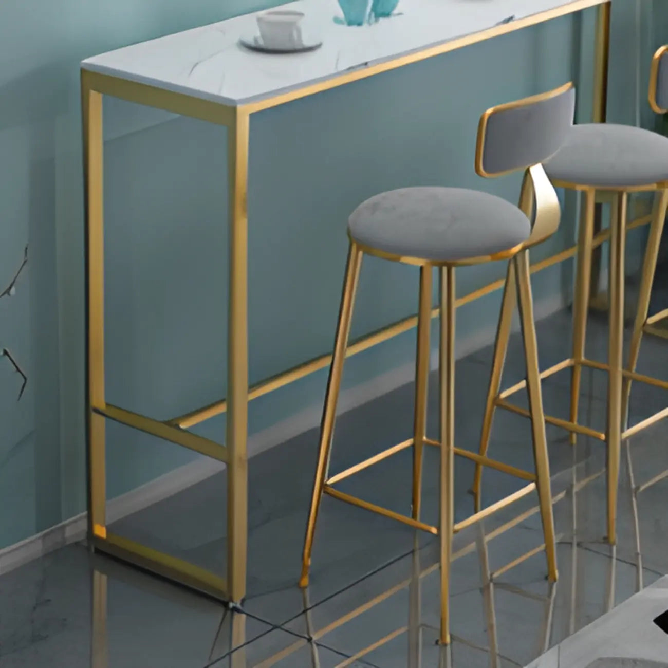 Glam White Marble Top Bar Tables
