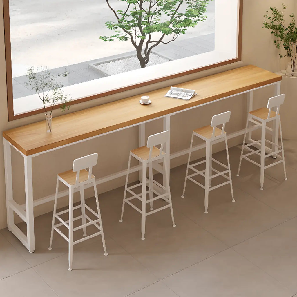 Nordic Log Wood Bar Height Table Trestle Base for Living Room