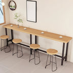 Footrest Natural Wooden Fixed Top Bar Tables