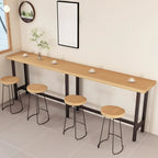 Footrest Natural Wooden Fixed Top Bar Tables