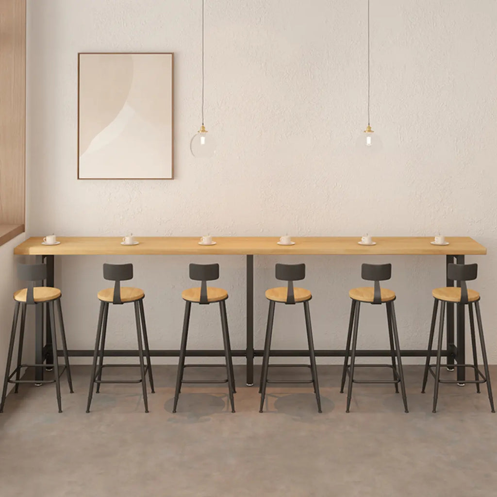 Footrest Natural Wooden Fixed Top Bar Tables