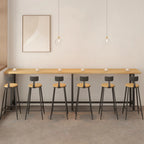 Footrest Natural Wooden Fixed Top Bar Tables