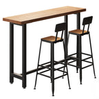 Footrest Natural Wooden Fixed Top Bar Tables