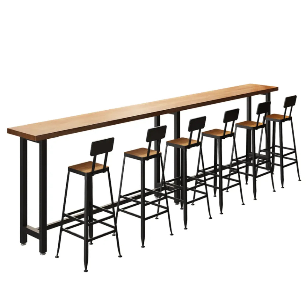 Footrest Natural Wooden Fixed Top Bar Tables