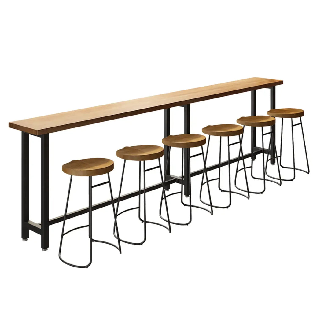 Footrest Natural Wooden Fixed Top Bar Tables