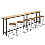 Footrest Natural Wooden Fixed Top Bar Tables