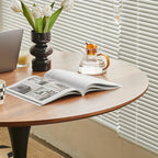 Casual Black Metal Wood Round Dining Table