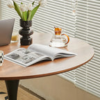 Casual Black Metal Wood Round Dining Table