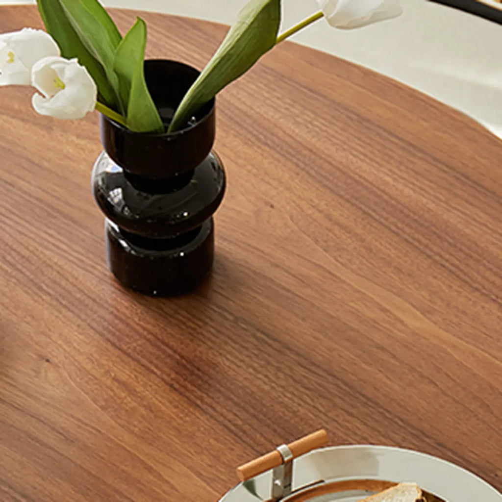 Casual Black Metal Wood Round Dining Table