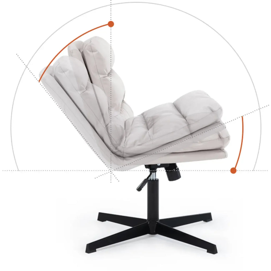 Casual Beige Leather Adjustable Office Chair