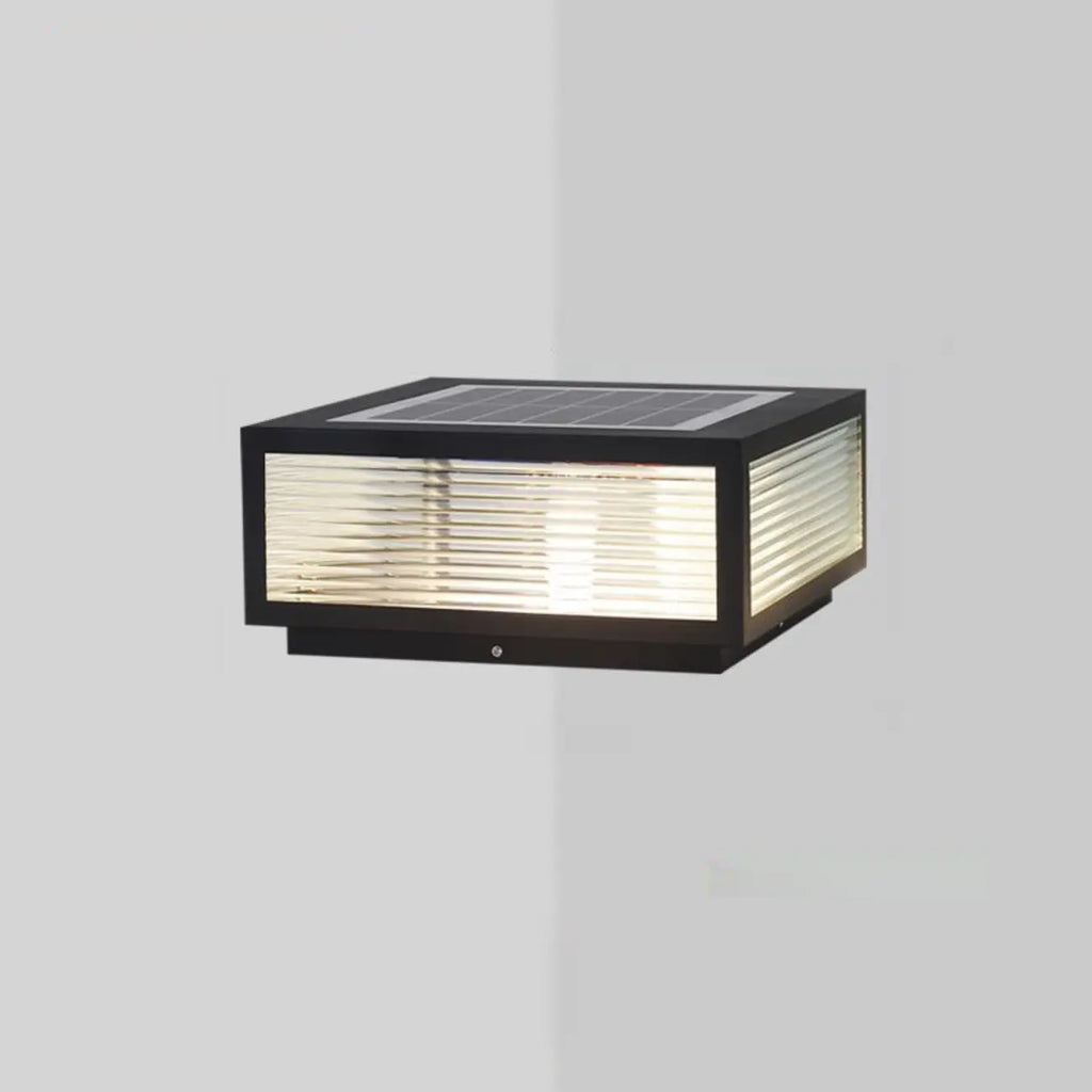 Black Solar Square Metal Outdoor Post Lights