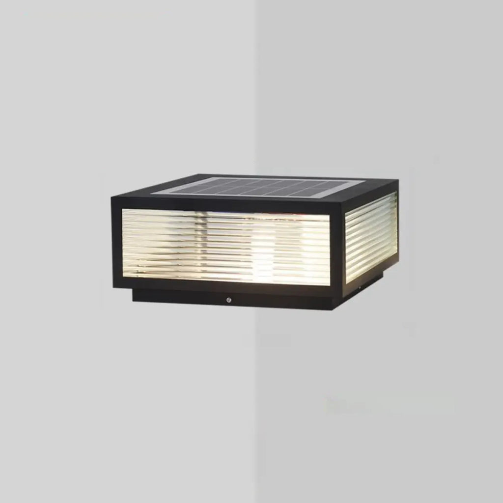 Black Solar Square Metal Outdoor Post Lights
