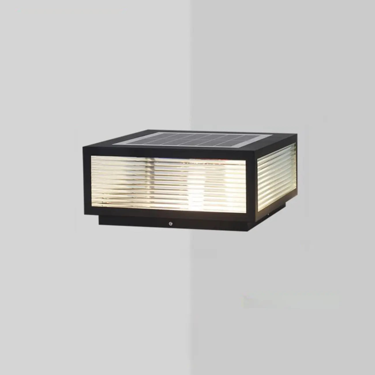 Black Solar Square Metal Outdoor Post Lights