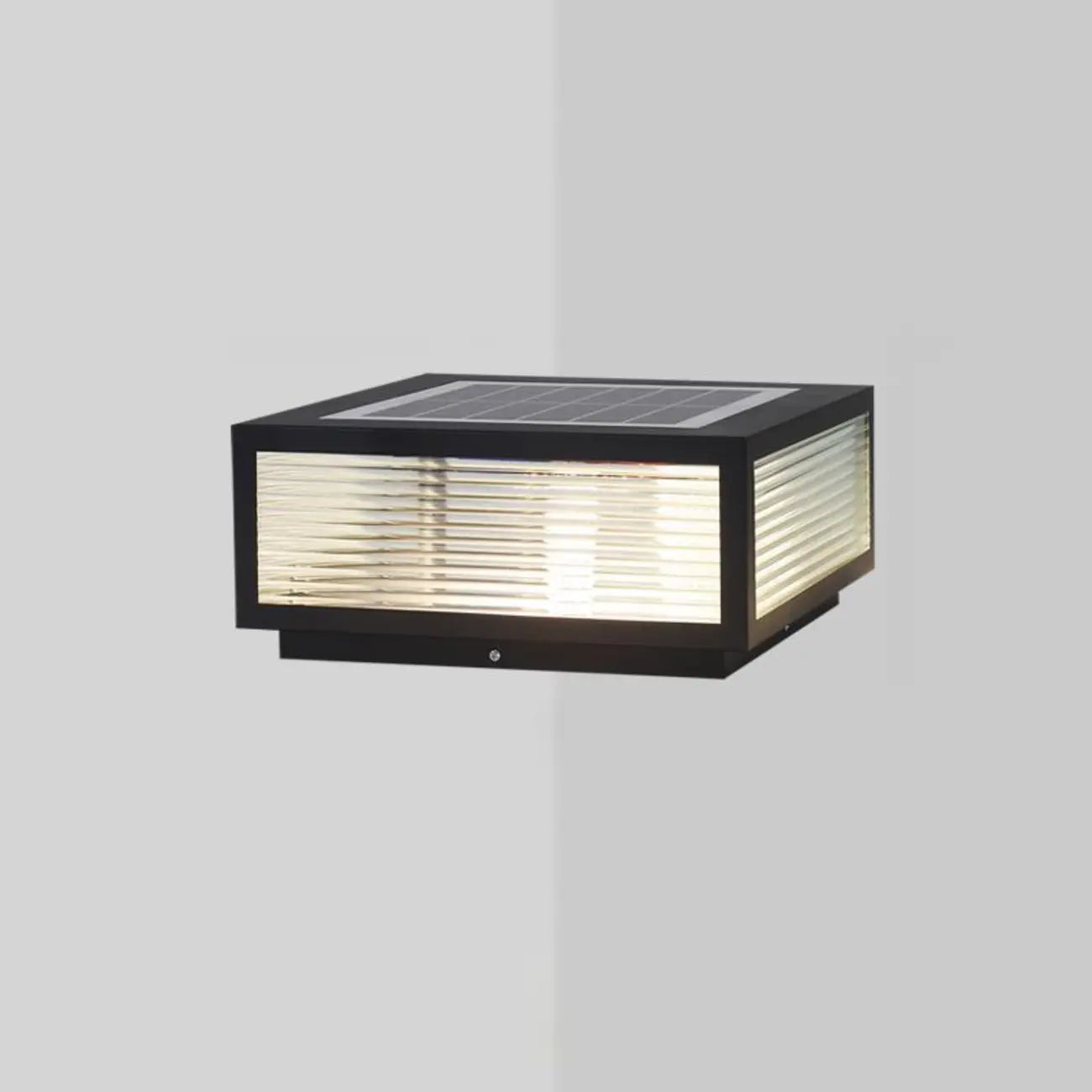 Black Solar Square Metal Outdoor Post Lights