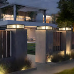 Black Solar Square Metal Outdoor Post Lights