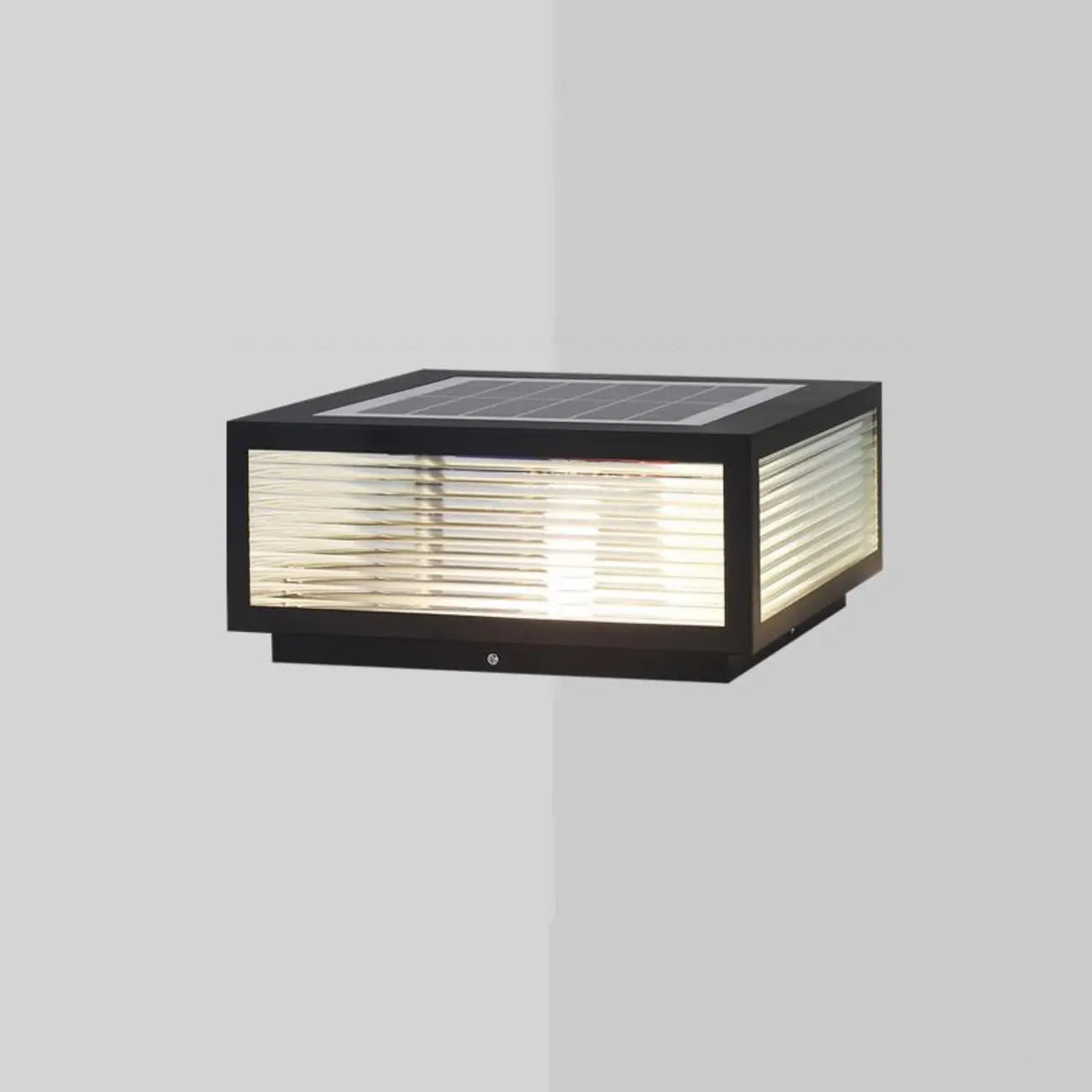 Black Solar Square Metal Outdoor Post Lights