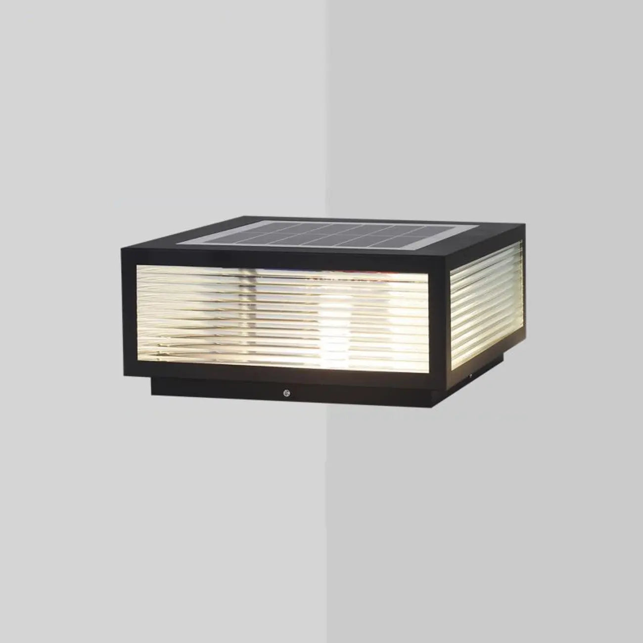 Black Solar Square Metal Outdoor Post Lights