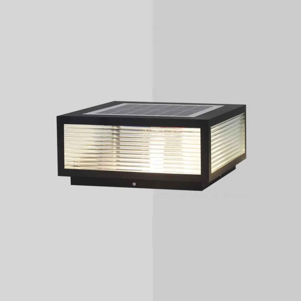 Black Solar Square Metal Outdoor Post Lights