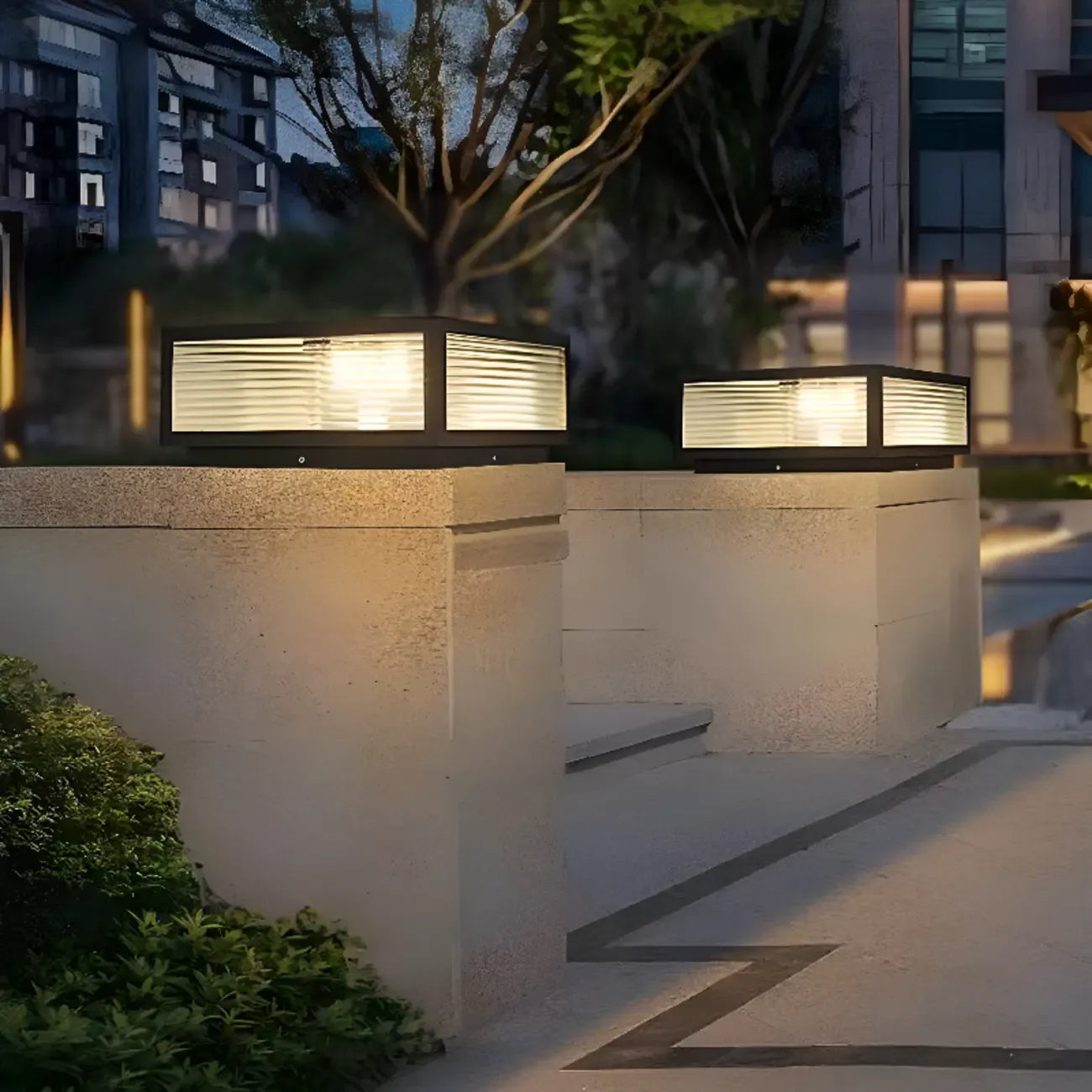 Black Solar Square Metal Outdoor Post Lights