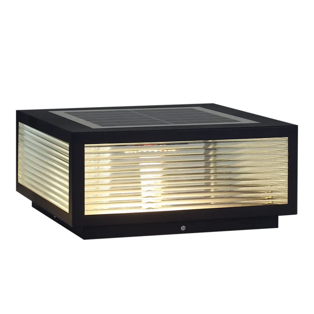 Black Solar Square Metal Outdoor Post Lights