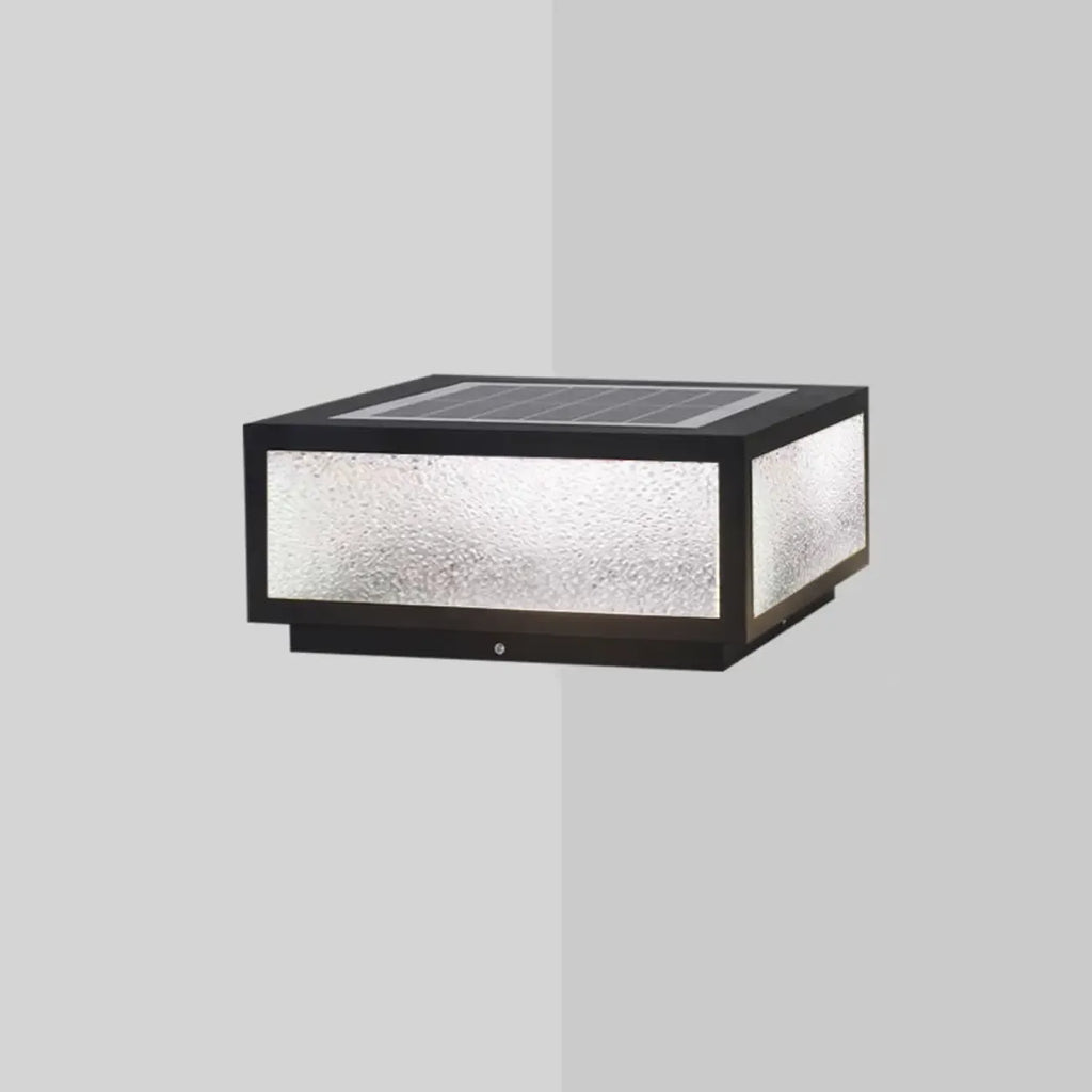 Black Solar Square Metal Outdoor Post Lights