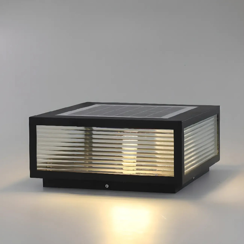 Black Solar Square Metal Outdoor Post Lights