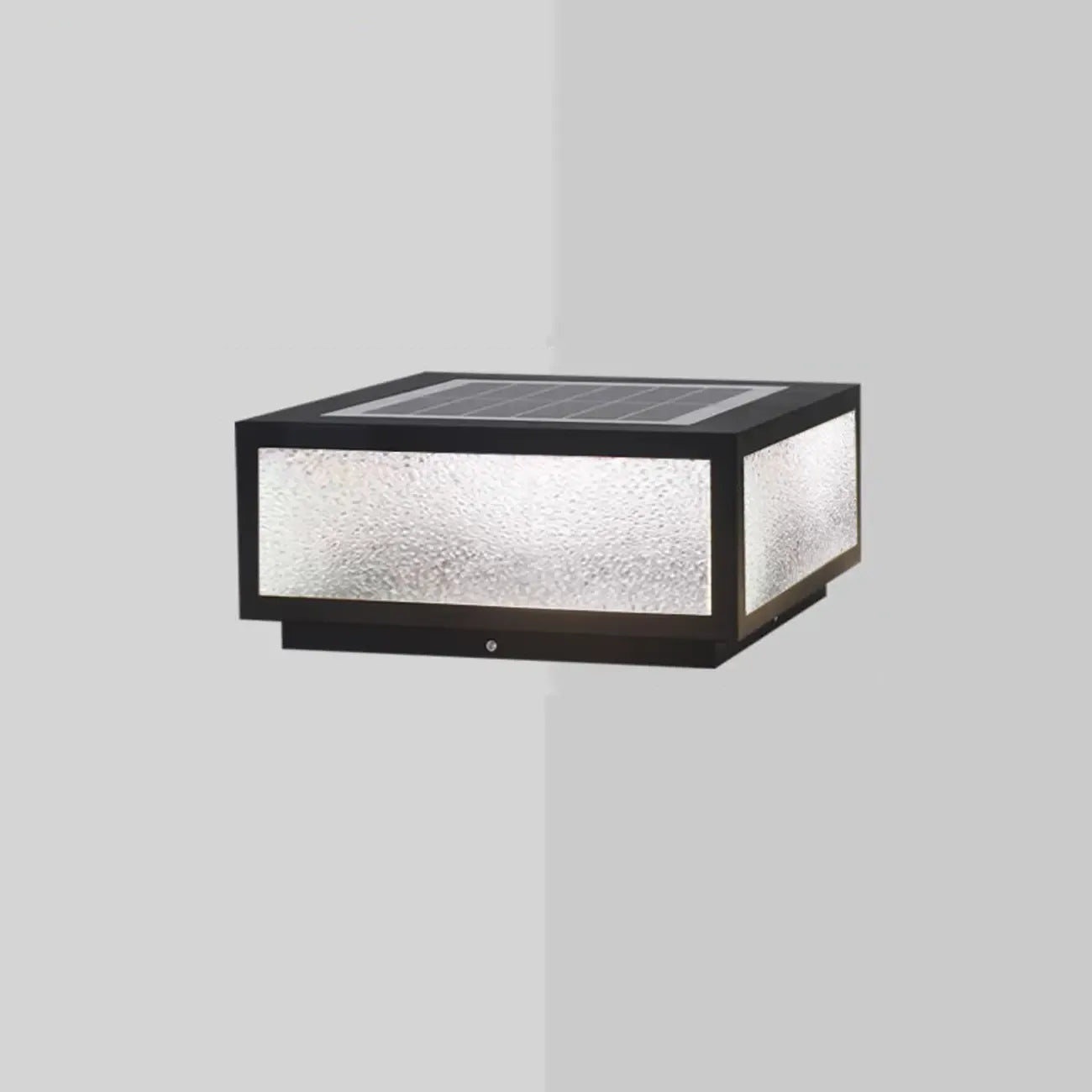 Black Solar Square Metal Outdoor Post Lights