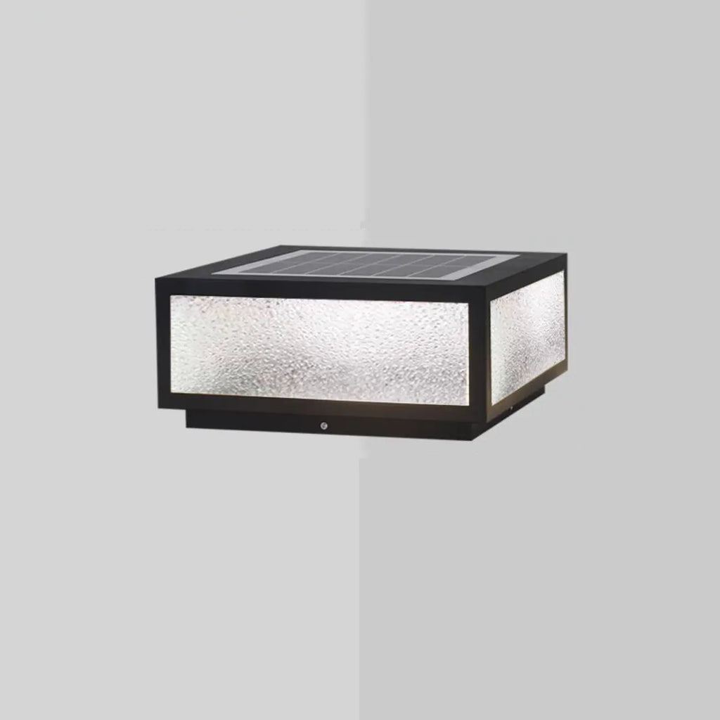 Black Solar Square Metal Outdoor Post Lights