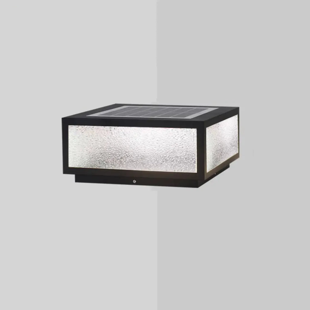 Black Solar Square Metal Outdoor Post Lights