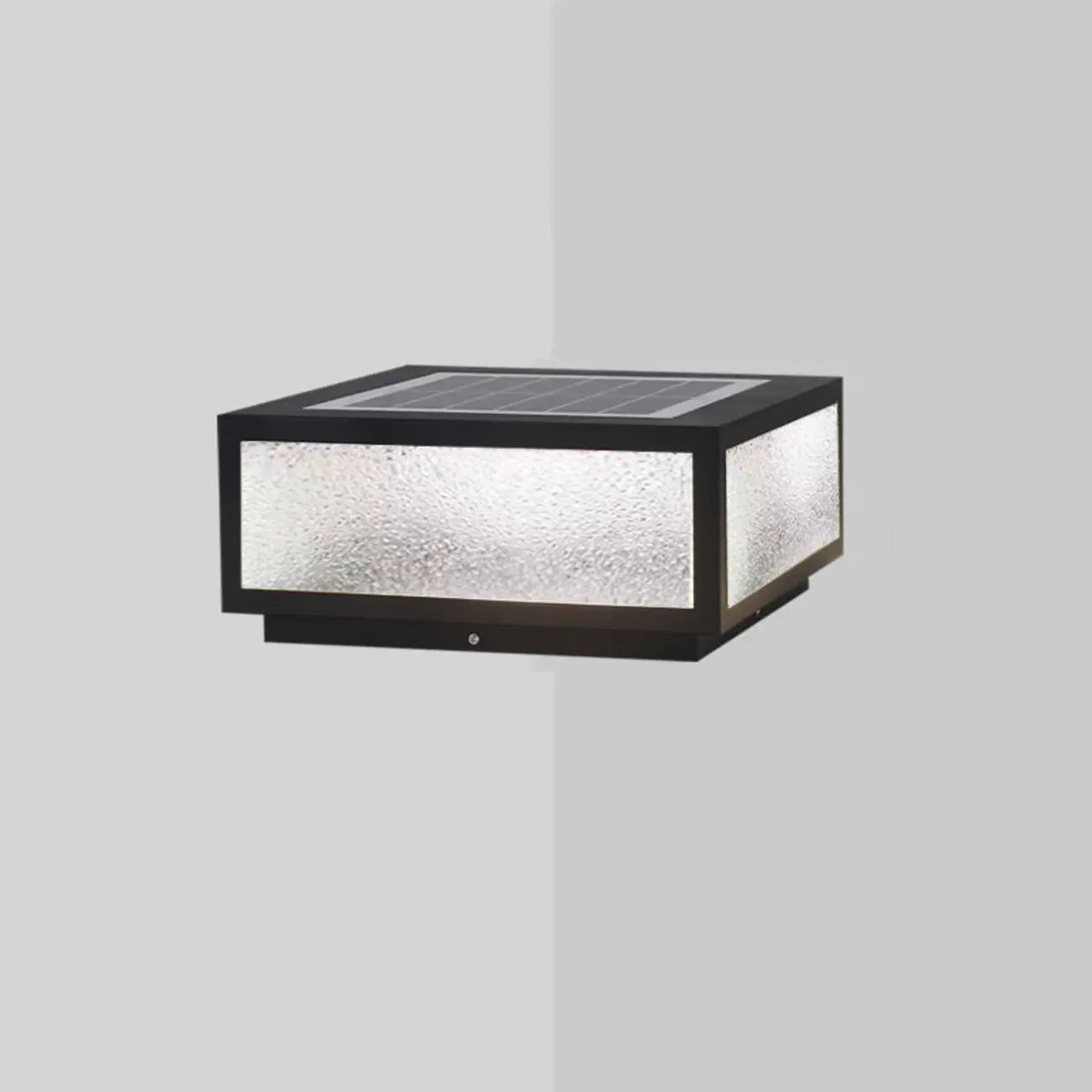 Black Solar Square Metal Outdoor Post Lights