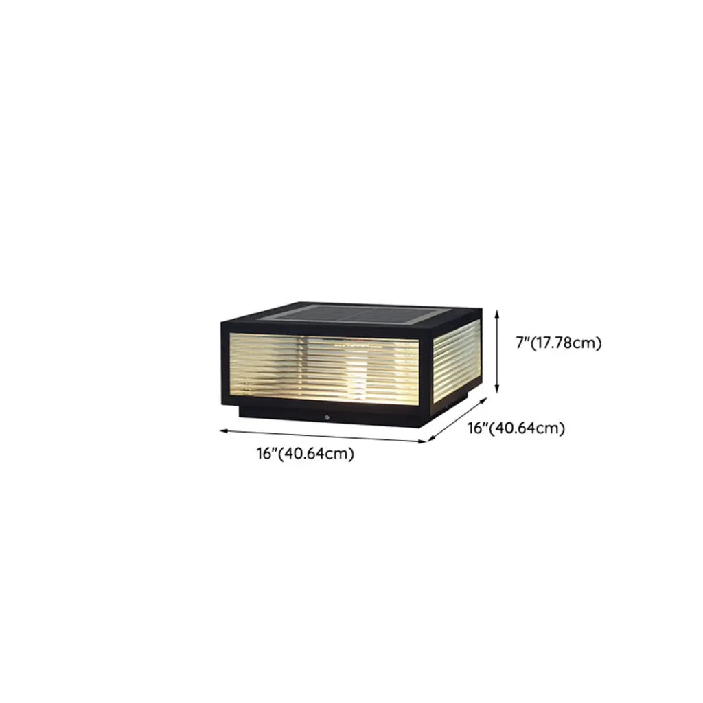 Black Solar Square Metal Outdoor Post Lights