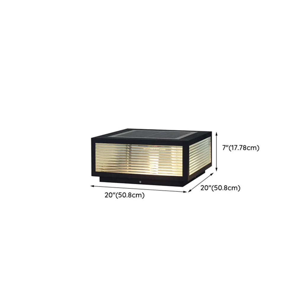 Black Solar Square Metal Outdoor Post Lights