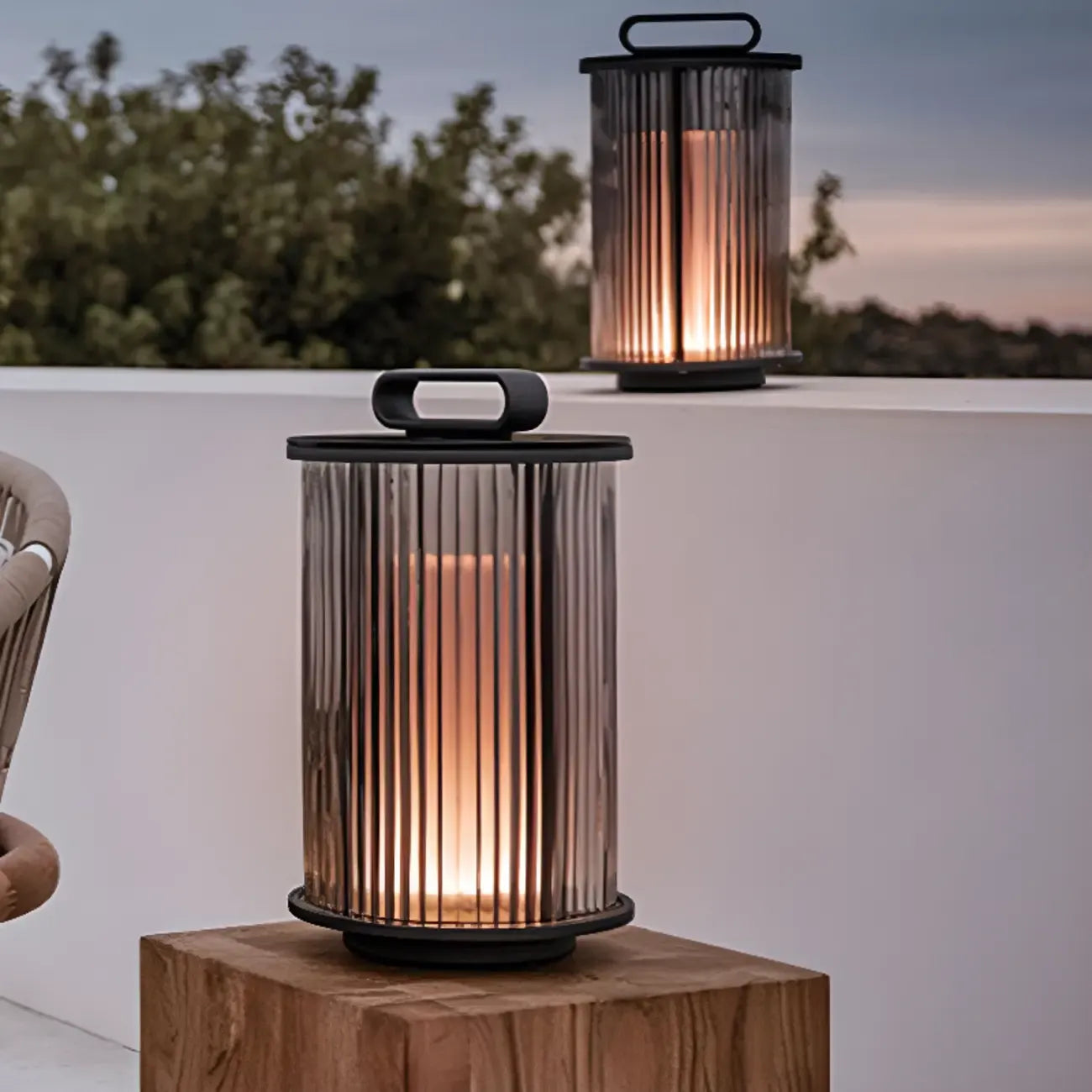 Vertical Strip Cylinder Portable Solar Outdoor Post Lights