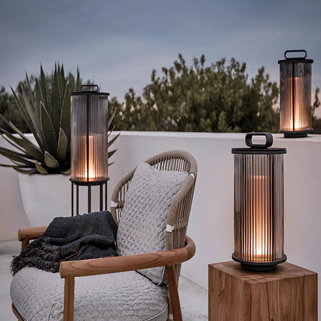 Vertical Strip Cylinder Portable Solar Outdoor Post Lights