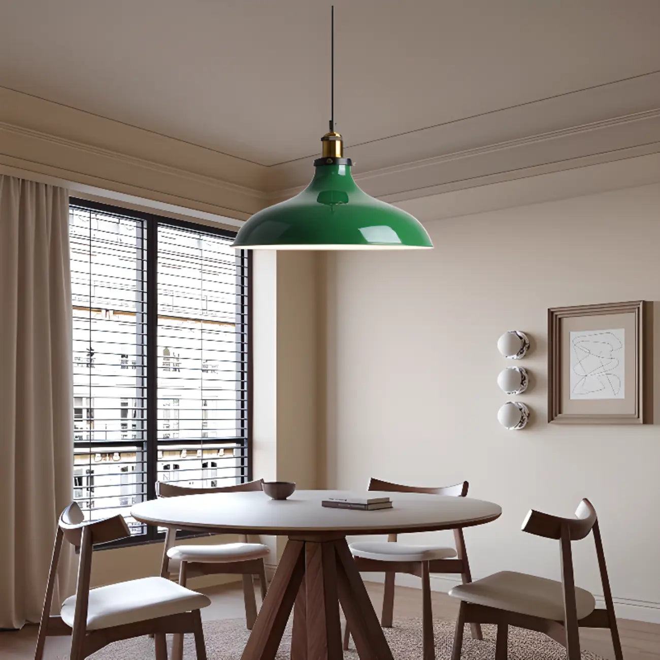 Adjustable Industrial Olive Green Iron Dining Pendant Light