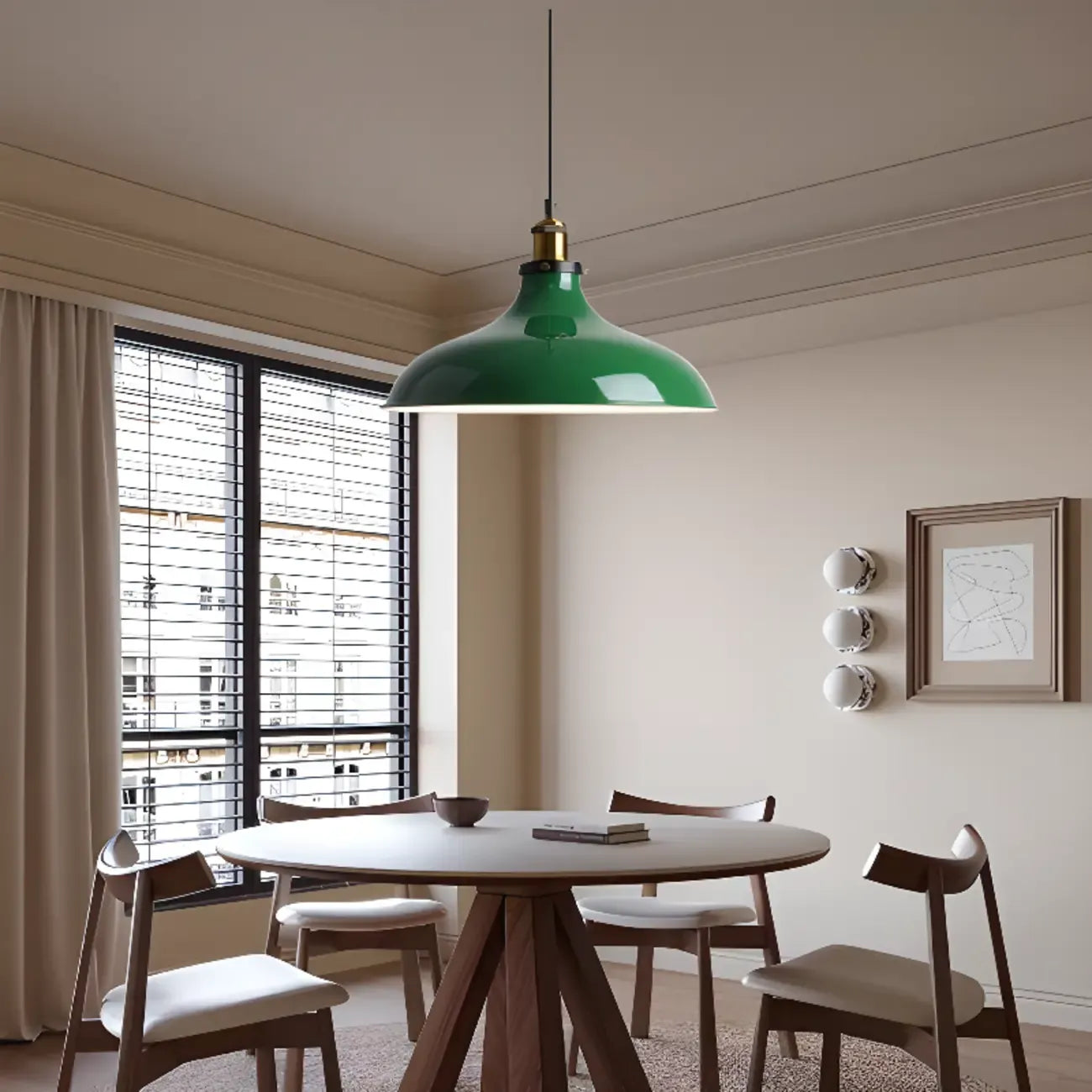 Adjustable Industrial Olive Green Iron Dining Pendant Light