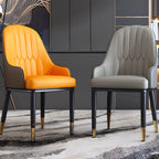 Glam Faux Leather Curved Back Armrest Dining Chair