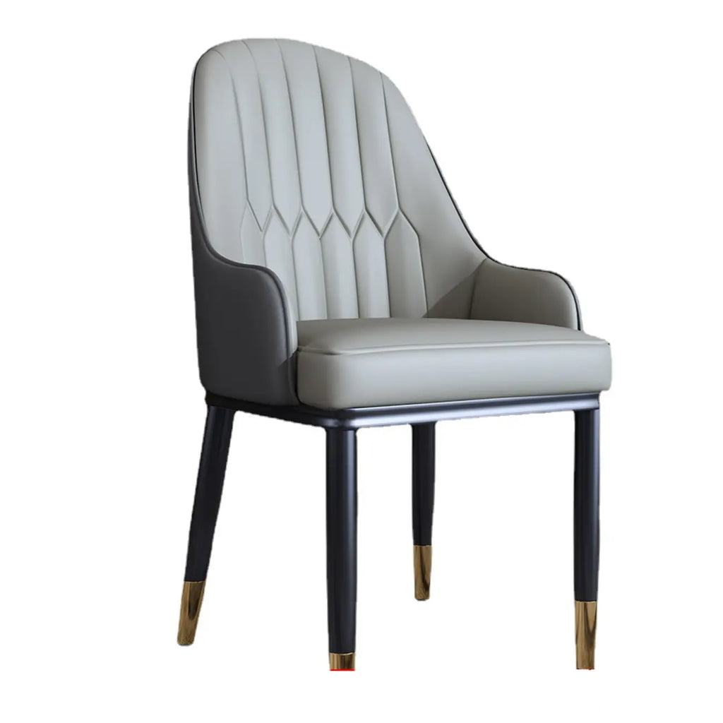Glam Faux Leather Curved Back Armrest Dining Chair