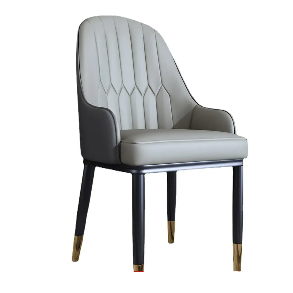 Glam Faux Leather Curved Back Armrest Dining Chair