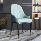 Glam Faux Leather Curved Back Armrest Dining Chair