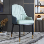 Glam Faux Leather Curved Back Armrest Dining Chair