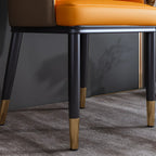 Glam Faux Leather Curved Back Armrest Dining Chair
