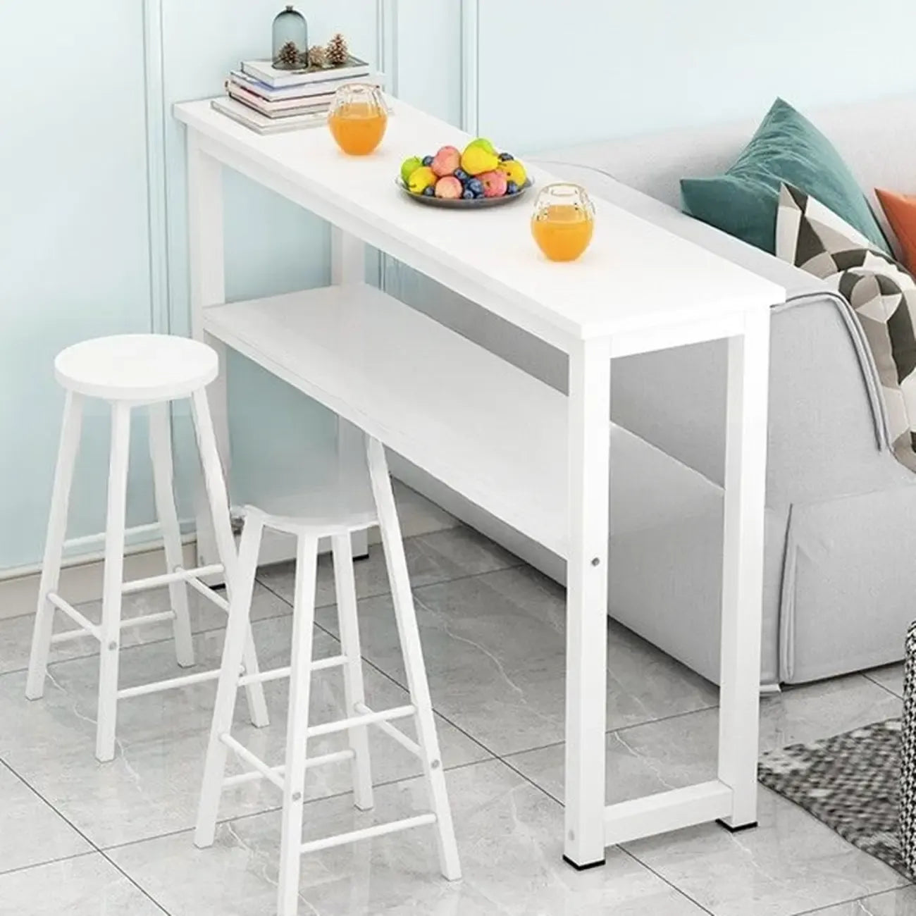 Modern Steel Wood Bar Tables with Shelf